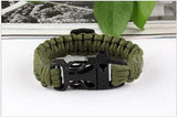 Compass Paracord Parachute Cord Plastic Buckle Bracelets Survival Whistle Buckle Army Green