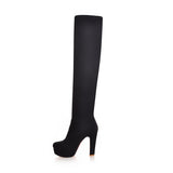 2017 New Sexy Women's Over the Knee Boots - Thin Square Heel Boot Platform Woman Shoes Black size 34-43
