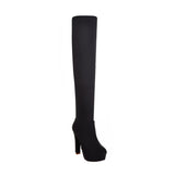 2017 New Sexy Women's Over the Knee Boots - Thin Square Heel Boot Platform Woman Shoes Black size 34-43