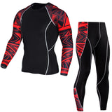 Men's Sports Running Set - Compression Shirt + Pants Skin - Tight Long Sleeves Quick Dry (Fitness Training, Clothes Gym, MMA, Suits)