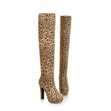 2017 New Sexy Women's Over the Knee Boots - Thin Square Heel Boot Platform Woman Shoes Black size 34-43