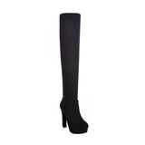 2017 New Sexy Women's Over the Knee Boots - Thin Square Heel Boot Platform Woman Shoes Black size 34-43