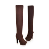 2017 New Sexy Women's Over the Knee Boots - Thin Square Heel Boot Platform Woman Shoes Black size 34-43