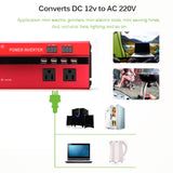 Solar Car Power Inverter LED 2000W Rated / 5000W Peak Power DC12/24V to AC110/220V Converter 4 USB Interfaces (As Seen on YouTube)
