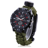 EDC Tactical multi Survival Watch Compass Rescue Rope Paracord Tools - Outdoor Camping bracelet