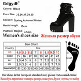 2017 Leather Women Boots: High Heels Platform Buckle Lace Up Short Booties - Black