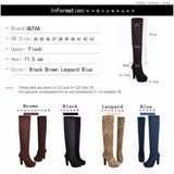 2017 New Sexy Women's Over the Knee Boots - Thin Square Heel Boot Platform Woman Shoes Black size 34-43