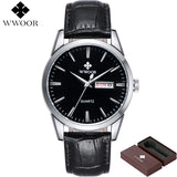 Men's Day Date Luxury Watch Genuine Leather Casual Quartz - Sports Wrist Watch