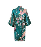 Silk Satin Robe Floral Bathrobe Short Kimono Bath/Night Robe Dressing Gown For Women